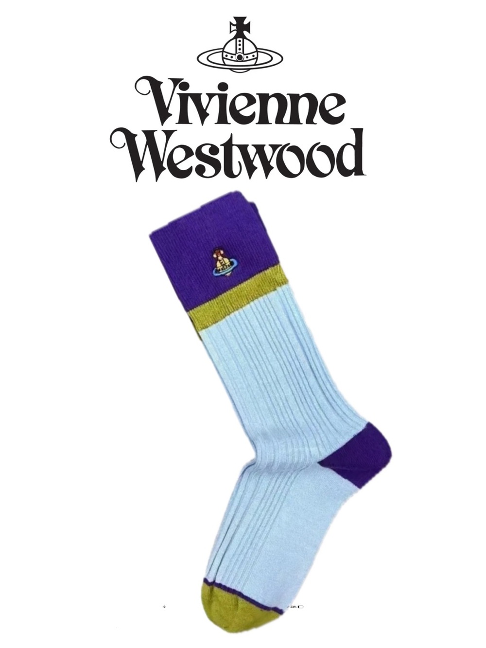 Vivienne Westwood Unisex Colorblock Ribbed Socks - Multi Color Choices - Picture 3 of 13